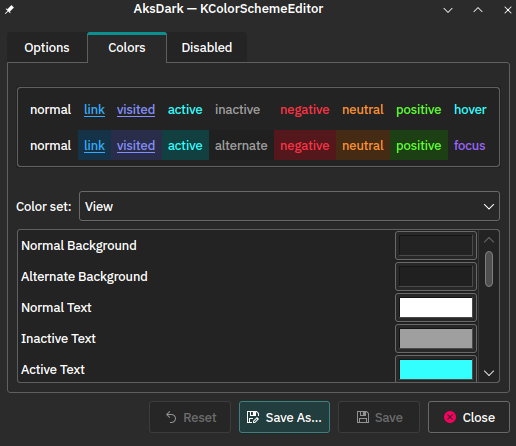 AksDark Colorscheme for KDE Plasma